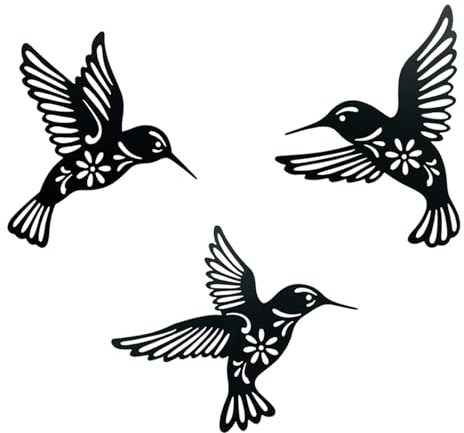 Zoihet Wanddekoration aus Metall - Kolibri-Wandkunst, Silhouette, Outdoor-Wanddekoration, Kunst für Ihre Terrasse, Garten und Zuhause, Metallkunst-Dekor, zum Aufhängen im Innen- und Außenbereich