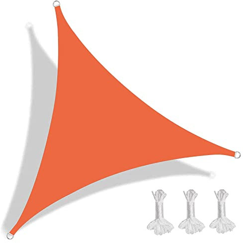 Vela triangolare impermeabile da giardino, 5,8 x 5,8 x 5,8 m, resistente alle intemperie, per balcone, portico, terrazza, cortile, patio, arancione, vela ombreggiante con parabrezza per terrazza