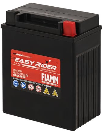 Fiamm Batteria per Moto e Scooter FTX12A-3A-12B 12AH 150A, Batteria Easy Rider AGM Technology, Massima Potenza di Avvio,Senza Manutenzione, Già Carica, Pronta all'Uso, Adatta a Scooter e Moto