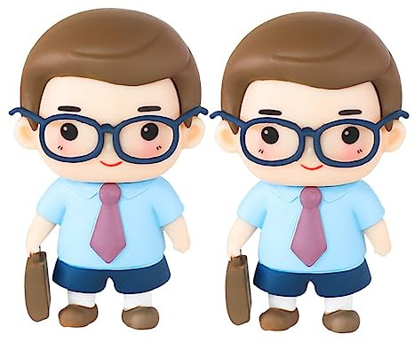 Cake Toppers 2pcs Polymer Clay Father Figurine Decoration