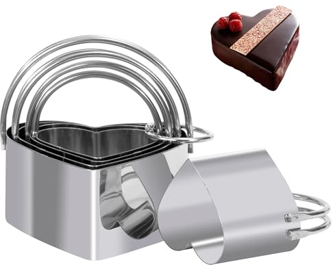 5 Stück Ausstechformen aus Edelstahl Plätzchen Ausstecher Keksausstecher mit Griffen Gebäckausstecher Kuchenschneiden Keksformen für DIY Küche Backen (Herz)