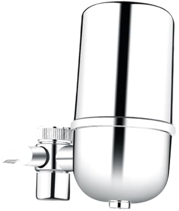 Ceramic Water Filter Faucet Water Purifier for Kitchen Tap | 2l/min Capacity, Silver Finish, Includes Brush, Home Use Replacement Cartridge