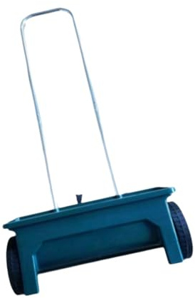 misppro Hand Push Seed Spreader Walk Behind Push Drop Spreader, Seed Planter Tool, Garden Seeder for Lawn, Farm, Yard, 22.44x7.48x42.52 Inch, Blue