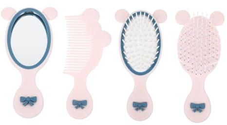 GALPADA Kinder Haarbürste Satz mit Tragbarem Kamm und Handspiegel aus Kunststoff für Zuhause und Unterwegs Kleines Massage und Styling Satz für Mädchen