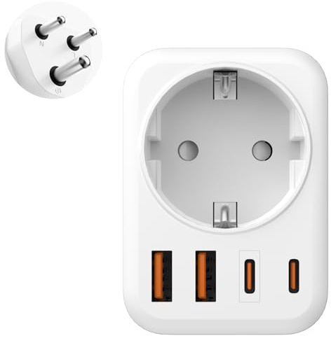 Adapter Südafrika Steckdose, 5 in 1 Reiseadapter Südafrika mit 1 AC & 2 USB-C & 2 USB-A(3.4A), Reiseadapter für Südafrika Steckdose Typ M, für Südafrika, Namibia,Botswana, Südafrika, Lesotho,Bhu