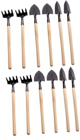 TOYANDONA Set Mini Attrezzi da Giardino per Trapianto Strumento a Denti e Paletta in Ferro Ergonomico per Piante in Contenitore e Attività di Giardinaggio Indoor ed Outdoor 12 Pezzi