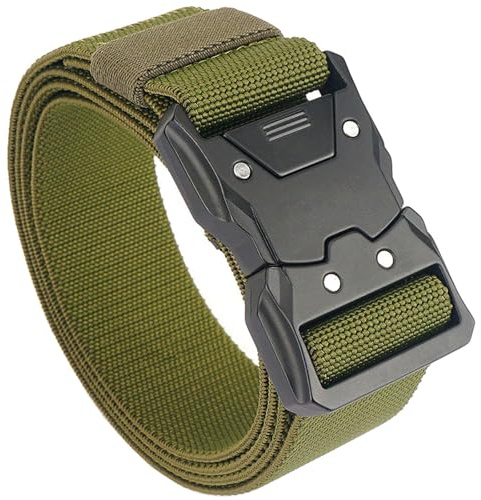 GUOYOU Men Tactical Belt Military Style Quick Release Nylon Belt 1.5 Inch Mens Belts Elasticated 130CM Quick Release Men's Belts for Work Outdoor Army Policemen Casual Using