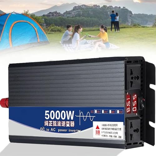 Inverter a onda sinusoidale pura da 3500 W, 4000 W, 5000 W, 12 V/24 V/48 V/60 V/72 V CC a 110 V/220 V-240 V CA, inverter per auto con doppia presa CA, display LCD, per casa, camper, viaggi su strada