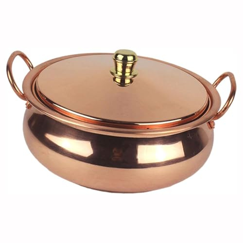 Olla de Cobre Martillado Grueso para Sopa, Cacerola para estofado, Olla de Cobre ShabuPot, Olla binaural Gruesa con Tapa, Cacerola para estofado, Olla de inducción para Cocina, oll