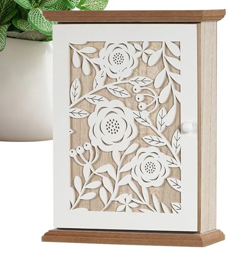 Key Storage Lock Box | with 6 Hooks Modern Cabinet,Wooden Key Cabinet Storage Rack,for Jewelry Small Items Birthday Holiday Housewarming Hallway Front Door