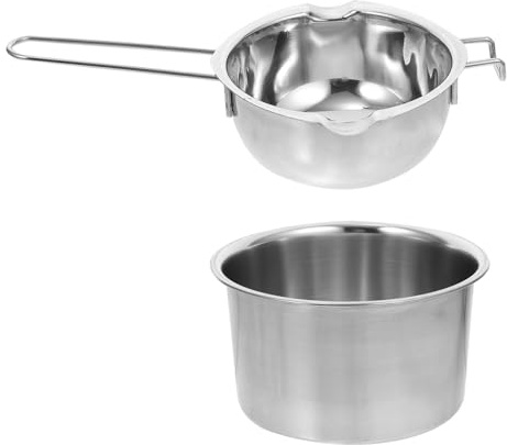 CIYODO Double Boiler Pot for Candle Wax and Chocolate Melting Stainless Steel with Front Hook Inner Pot Water Bath Cooker for Baking Candy Cheese and Butter Heating