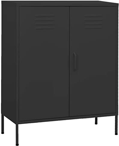 Ziaphsol Förvaringsskåp, antracitgrått, 80 x 35 x 101,5 cm, robust stålskåp med 2 dörrar, justerbara hyllor, stativ, mångsidigt sidoskåp för kök, kontor, vardagsrum
