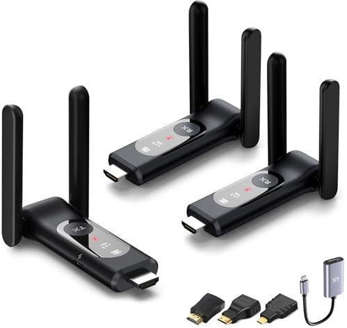 Wireless HDMI Transmitter and 2 Receiver,50M/165FT,LED Display,Up to 8 RXs,Plug and Play,Smart Thermal Control,2.4+5GHz,Wirelessly Video Stream from Netflix/Laptop/TV Box/Camera to Multiple Screen/TVs