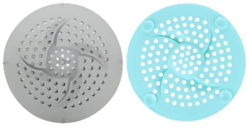 UKCOCO 2 pièces Drain Silicone avec Ventouse Filtre Évier Cuisine et Salle de Bain Bouchon Anti-cheveux et Restes Alimentaires Couvre Drain et Facile à Installer