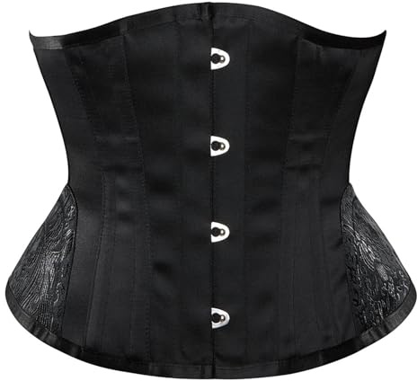 USOHJZ Vintage underbyst korsett kvinnor 14 stålbenad midjekorsett med böjd fåll bustier korselet, Svart, M