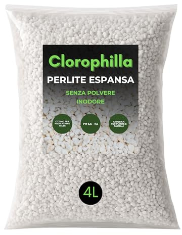CLOROPHILLA Perlite per Piante in Vaso Leggera e Porosa, Perlite Giardinaggio Ideale per Terricci, per Piante, Ortaggi e Spezie (4 Litri)