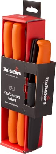Hultafors HVK 386050 Craftsman Knife Set, 5 Pieces, Utility Knife with Ergonomic Handle and Japanese Carbon Steel Blade, Includes Holster & Holder for Work Trousers