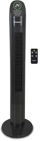 BEPER P206VEN310 Ventilador de torre digital de lujo con control remoto, silencioso, 3 velocidades y 3 modos, oscilación, temporizador de 7,5 horas, base estable