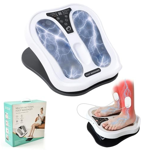 Stimulateur Circulatoire Électrique, Appareil de Massage Électrique avec EMS et TENS, avec 15 Modes & 50 Intensités et 2 Électrodes pour Soulager la Douleur et Favoriser la Circulation