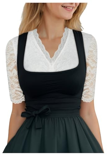 Dirndl Damblus, dirndlblus, vit traditionell blus, vingärmar, dirndlblusar, traditionella dirndlblusar, Oktoberfest kostym, elegant spetsblus, spets, dirndlblus, traditionell blus, Vit, XL