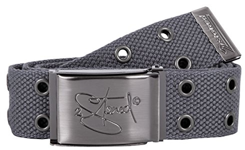 2Stoned Nietengürtel Koppelgürtel 4cm mit matter Schnalle in Anthrazit 120cm für Damen und Herren