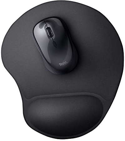 Trust BigFoot Tappetino per Mouse, Ergonomico, con Poggiapolsi in Gel, Fondo Antiscivolo, Superficie in Microfibra, Nero