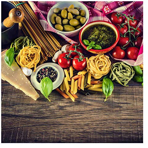 Vliestapete – Pasta – Wandbild, quadratische Tapete, Wandbild, Foto, 3D-Tapete, Wandkunst, Wandbilder, Küche, Wohnzimmer, Maße (H x B): 192 x 192 cm