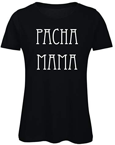 Time 4 Tee Pacha Mama - Camiseta para mujer, diseño con texto en inglés Magic Funny Spiritual Mother Earth Perú Negro Negro ( L