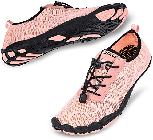 Hiitave Damen-Wasserschuhe, schnelltrocknend, Wassersocken, Barfuß-Gefühl, geeignet für Strand, Schwimmen, Tauchen, Surfen, Pool, Yoga., Beige ( hellrosa Farbe), 39 EU
