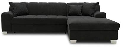 DOMO. collection Ecksofa Capri, Sofa in L-Form mit Schlaffunktion, Couch, Polsterecke, Eckcouch, Schlafsofa 239 x 152 x 75 cm (BxTxH), schwarz