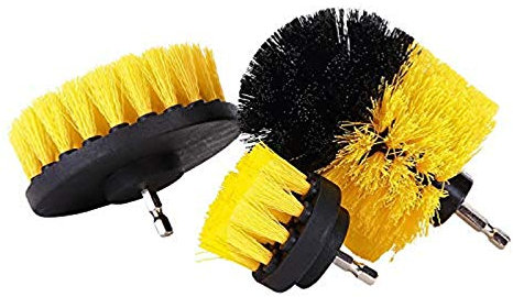 3 Piece Cordless Drill Brush Heavy | Nylon Stiff Bristles | Interchangeable Shafts | Bathroom Surfaces, Grout, Floor, Tub, Shower, Tile, Corners, Kitchen, Automotive, Grill | Fits Most Drills
