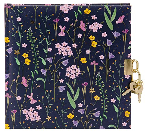 goldbuch 44 154 Meadow Miracles Blue Diary with Flower Design, Notebook with Lock and 2 Keys, Dimensions 16.5 x 16.5 x 1.5 cm, Journal 96 White Pages, Cover Art Print, Book for Notes in Blue