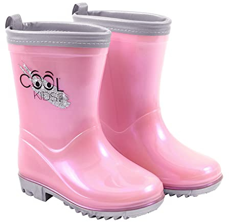 PERLETTI Stivaletti Bambina Pioggia - Stivali Impermeabili da Bimba - Galosce Suola Antiscivolo (Rosa Perla, Sistema Taglie Calzature EU, Bimbo (0-5 anni), Numero (range), Media, 26, 27)
