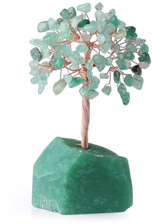 XIANNVXI Kristalle Geldbaum Lebensbaum Deko Feng Shui Grün Aventurin Kristallbaum Natürlicher Edelsteine Steine Deko Tree of Life Trommelsteine Basis Bonsai Baum Dekoartikel Esoterik