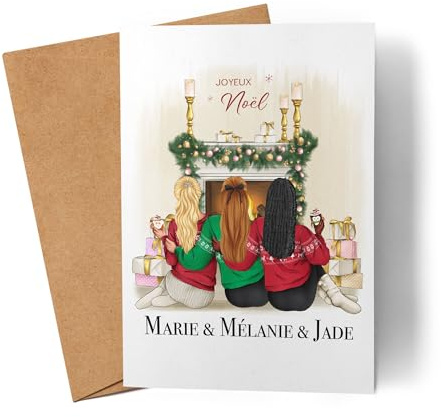 Kiddle-Design Personalisierte Weihnachtskarte | Beste Freundinnen BFF Xmas Weihnachten | Grußkarte für Schwester Freundin | Namen Anpassbar