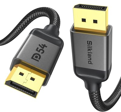 Silkland Displayport-Kabel 2.1 7.5M, 4K@240Hz/165Hz/144Hz, 8K@120Hz, 10K/16K@60Hz, 54Gbps, HDR, DSC 1.2, G-Sync & Free-Sync, DP Kabel 7.5M 2.1 für Gaming Monitor, Grafikkarte