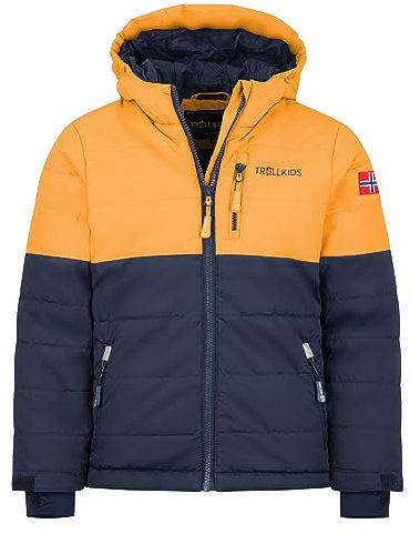 Trollkids skidjacka för barn/vinterjacka Hemsedal, Mango/marin, 140