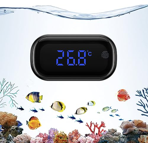 Brifit Aquarium Thermometer, Mini Aquarium Thermometer Digital, LED Display, Touch Screen, Kabellos Wasser Thermomete Präzision Elektronische Temperaturmessung, für Süßwasser Marine Aquarium