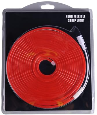 JANDEI - Striscia LED neon flessibile 12V, 5M 6x12mm 120 LED/metro. Colore rosso. Taglio 2,5 cm. Decorazione interni ed esterni, casa, attività commerciali, insegne... Trasformatore non incluso