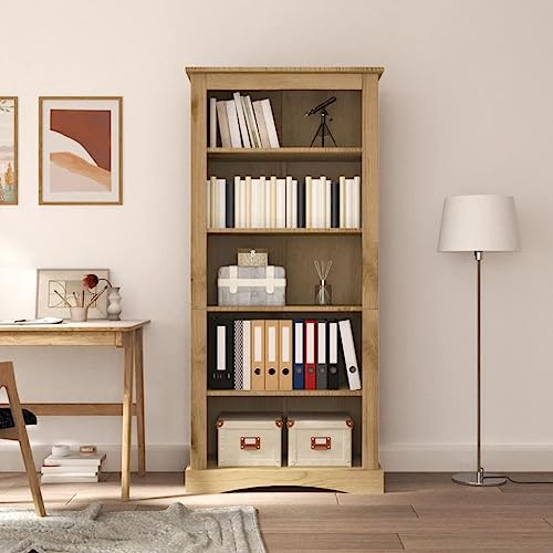 FAMIROSA 5-Tier Bookcase Mexican Pine Corona Range 31.9x15.7x66.9,34.3 KG,243744