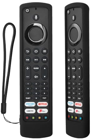 2pcs Fernbedienungshülle Kompatibel mit Fire TV Omni/TCL 2022 CF630 YKF494-B203/Xiaomi Fire Smart TV F2/CT-8565 Remote/JVC RM-C3253,Silikon-Fernbedienungshülle mit Schleife (Schwarz+Schwarz)
