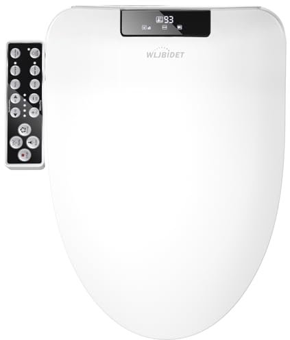 WLJBIDET Bidet Toilet Seat, Electric Bidet with Heated Toilet Seat, Instant Warm Water & Air Drying, Temperature Adjustable, Side Panel Control, Display Screen, Night Light, Elongated