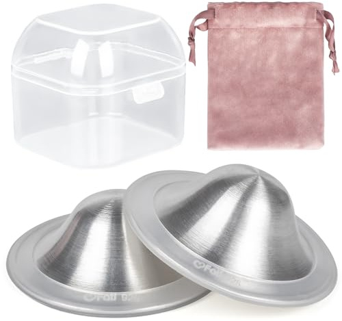The Original Silver - Bonnets d'allaitement en argent, cache-tétons pour l'allaitement, protège-tétons pour allaitement, nouveau-né, protège-tétons en argent pour soulager les douloureux - XL