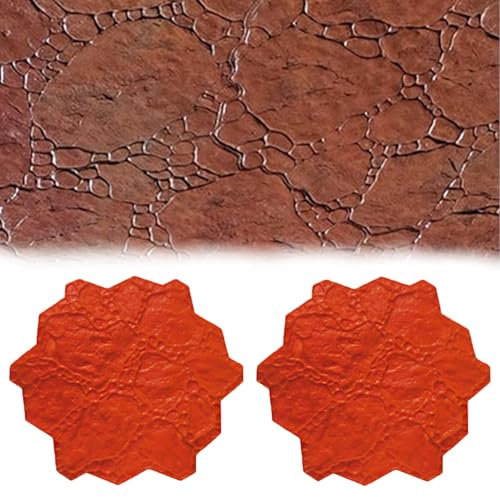 Stampi per Cemento Effetto Pietra 2 Tappetini Floppy con Fiori in Pietra con Dettagli, Timbri Concreti di Ciottoli Realistici Senza Soluzione di Continuità, Stampi per Timbri in Cemento Fai da te per