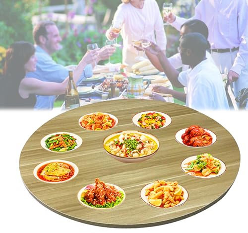 Table tournante ronde de 50 cm de diamètre - Plateau de service rotatif à 360° pour table de cuisine, salle à manger, stable et silencieux, plateau pivotant pour partager les aliments, idéal pour la