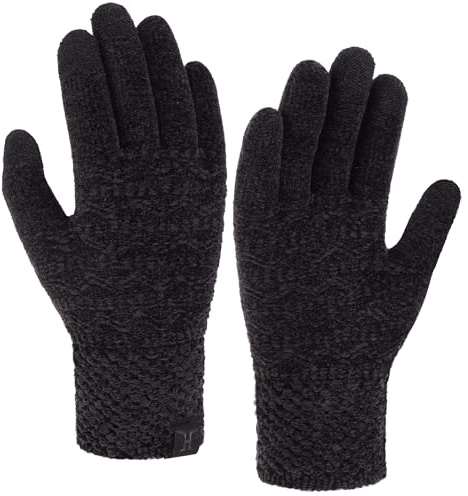 Bequemer Laden Invierno Mujeres Guantes Termicos Tactiles para Clima Frío Chenilla de Punto con Puños Elásticos Guantes Nieve Regalos
