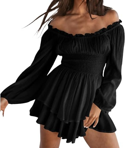 GFPGNDFHG Damen Abendkleid Piratenkostüm Karneval Piraten Kostüm Kurz Piratin Corsage Weiß Kleid Pirat Rüschenkleid