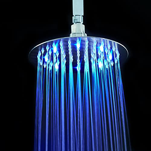 Alcachofa de ducha LED con diseño redondo ultrafino, control de temperatura del agua con 3 colores de luces que cambian automáticamente, cabezales de ducha de acero inoxidable de alta presión
