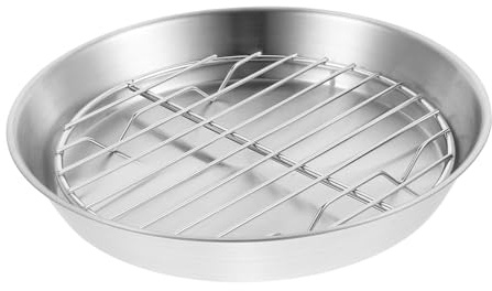 Mipcase Baking Pan for Oven Multi-Purpose Stainless Steel Baking Tray with Wire Rack Sturdy Construction Silver Colour for Grilled Meat and Kitchen Use