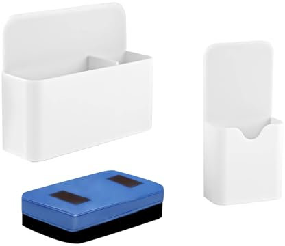 HingtTraum Magnetischer Stiftehalter 2 Stück,Zubehör mit Whiteboard Schwamm Magnetisch, Markerhalterung für Whiteboard, Kühlschrank, Büro und Schule
